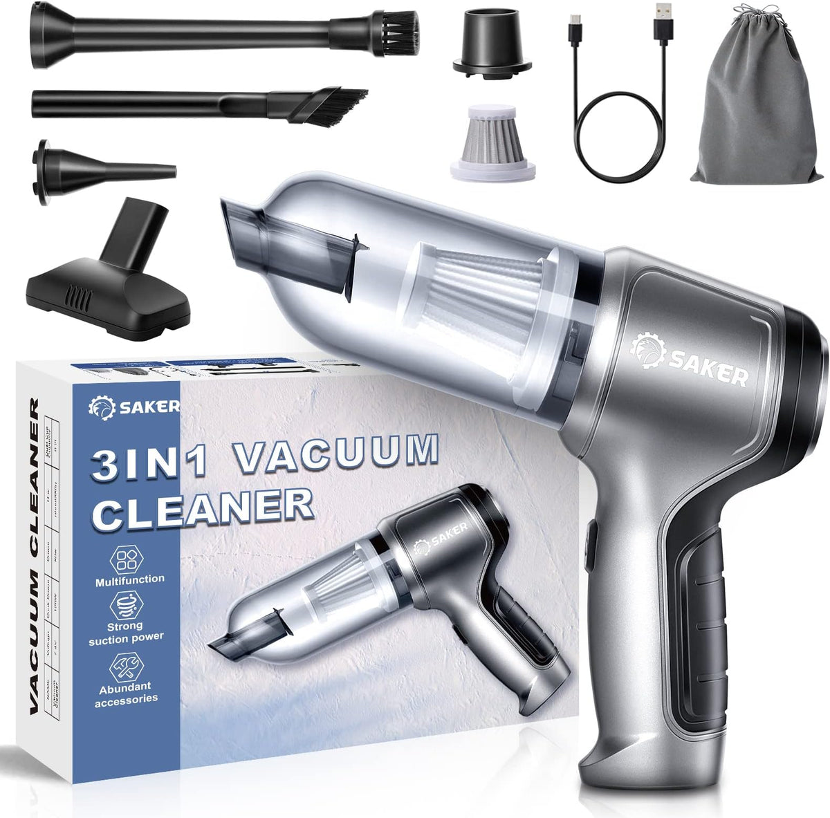 3 in 1 Mopping Vacuum Blower with Mini Dust Buster USB Portable Vacuum Cleaner Dry and Wet